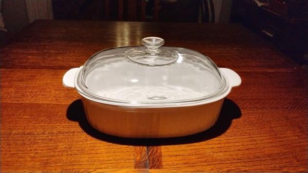 Huge Corningware French White casserole dish.